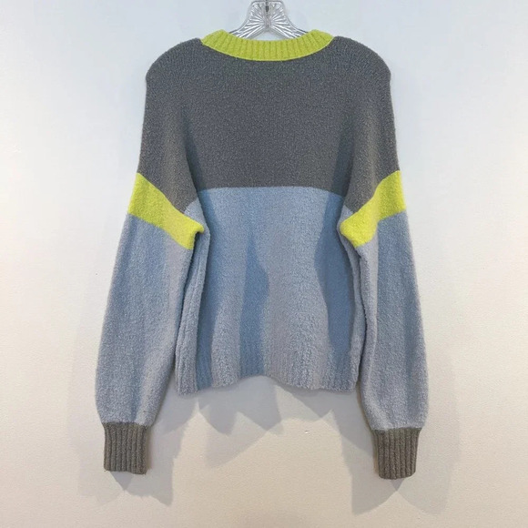 Rag & Bone Blue Green Colorblock Crew Neck Wool Blend Knit Pullover Sweater S - Picture 7 of 7